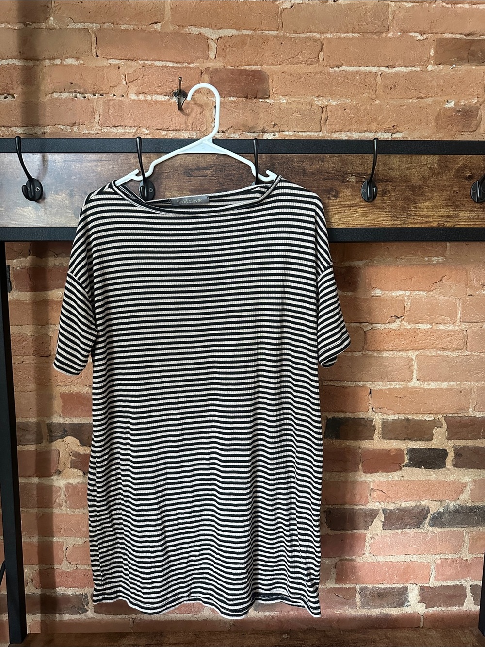finn & clover Black and White Striped Top